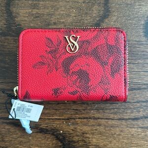 Victoria’s Secret small wallet, red floral, leather, new with tags